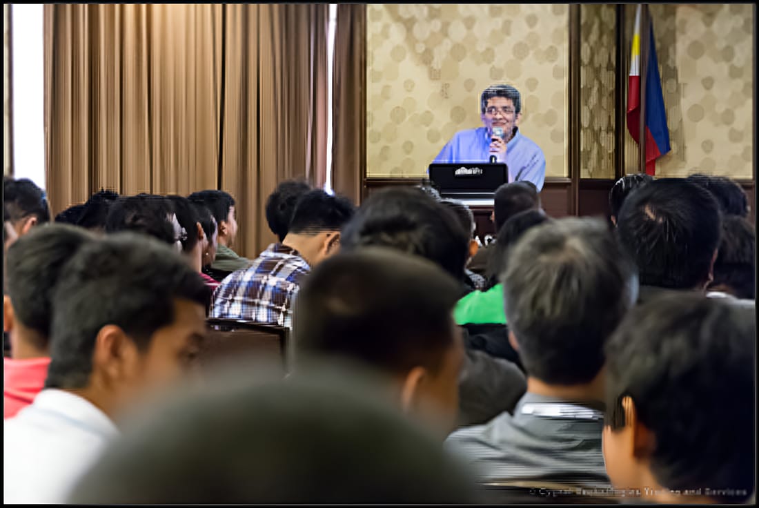 Audience at a presentation during a MikroTik User Meeting